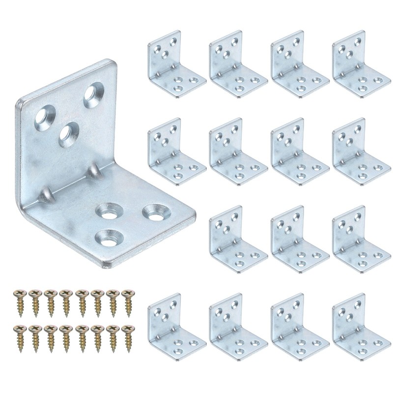 16Pcs l Corner Brackets, Angle Brackets (1.57″x1.57″x1.57″x0.19, Silvery Blue)