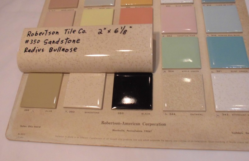 1 pc. Ceramic Tile: Sandstone: Beige & Gold Specks, Robertson 2" X 6" Bullnose gallery
