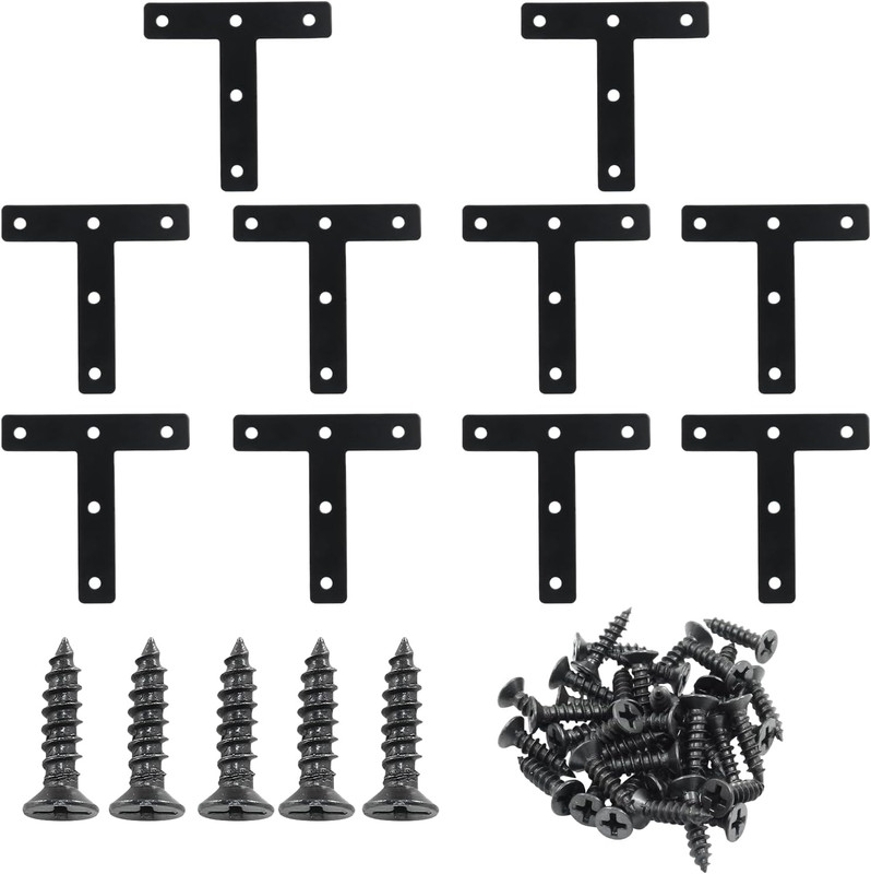 10Pcs 3 X 3 Inch T Bracket Corner Brace (80 X 80Mm), Iron Flat Corner Bracket He