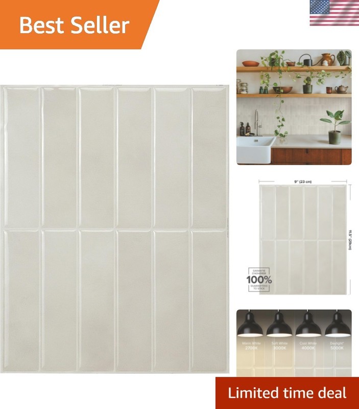 Peel and Stick Backsplash – 5 Sheets of 11.43″ x 9″ – 3D Adhesive Peel and St…