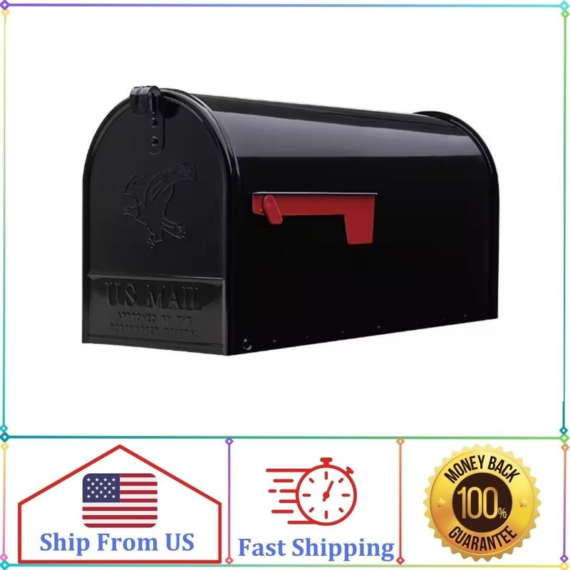 Elite Black, Large, Steel, Post Mount Mailbox