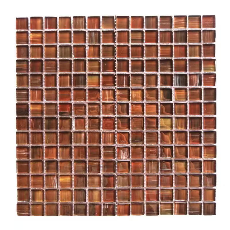 Handicraft Frisco Red 12 In. X 12 In. Square Stained Glossy Glass Mosaic Wall an