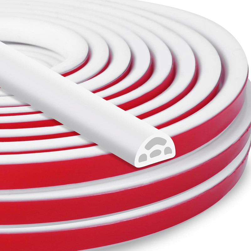 40Ft EPDM Rubber Weather Stripping Door Seal, Self-Adhesive Rubber Window Seal –